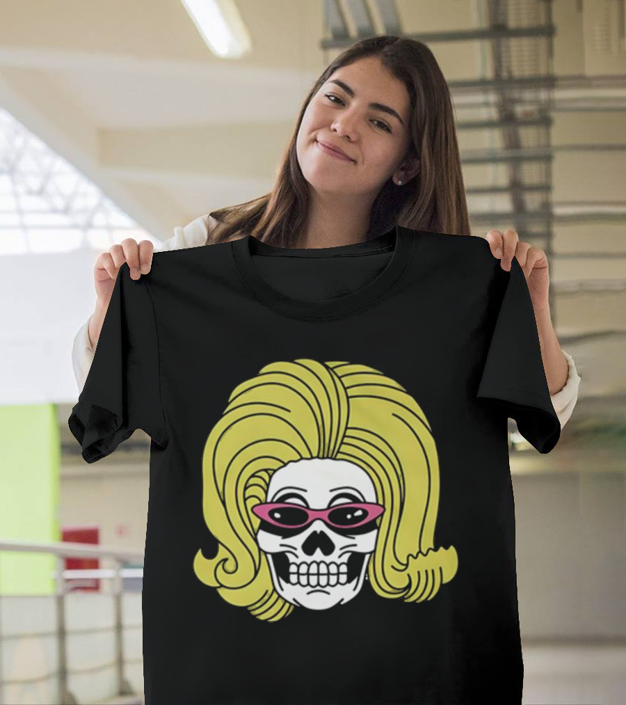 Juno Birch Death Skull Blonde Wig Pink Sunglasses T-Shirt