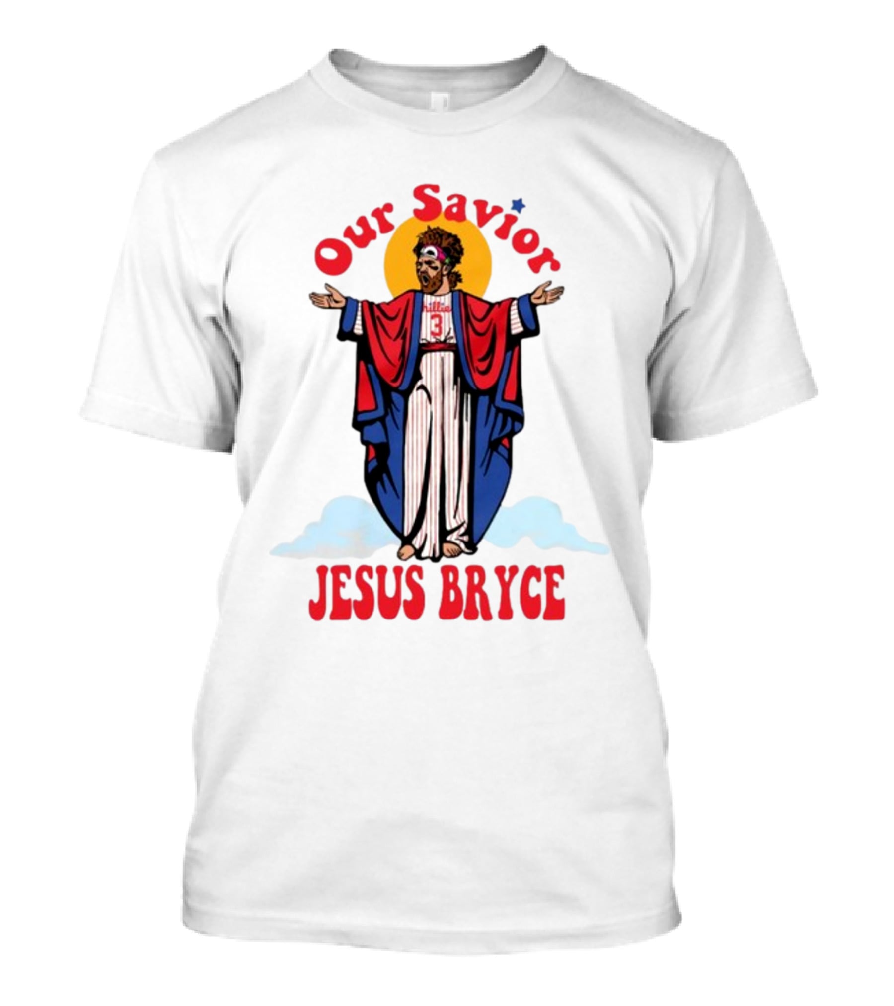 Our Savior Jesus Bryce Illustrated In Baseball Robes T-Shirt