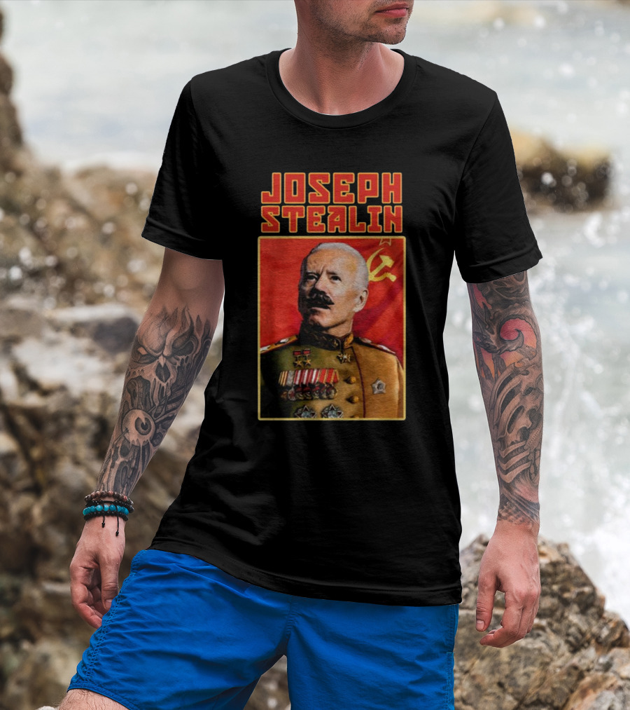 Joseph Stealin Soviet Parody Stalin Uniform Red Flag T-Shirt