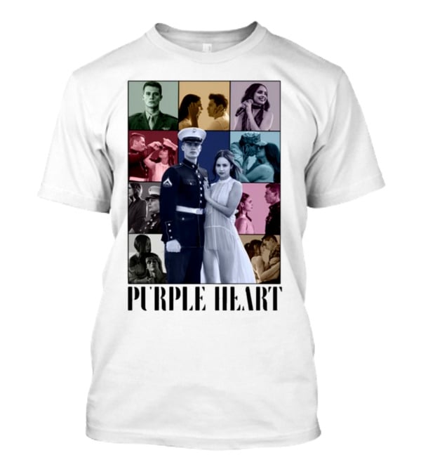 Purple Hearts Romantic Military Love Story Collage T-Shirt