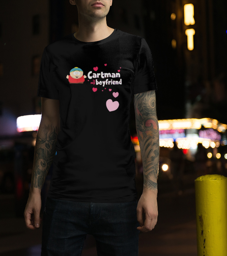 Cartman Is My Boyfriend Pink Hearts Cartoon Character T-Shirt