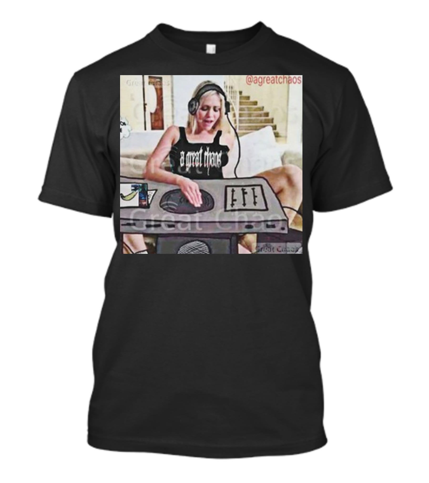 A Great Chaos DJ Mixing Beats At Home Console T-Shirt