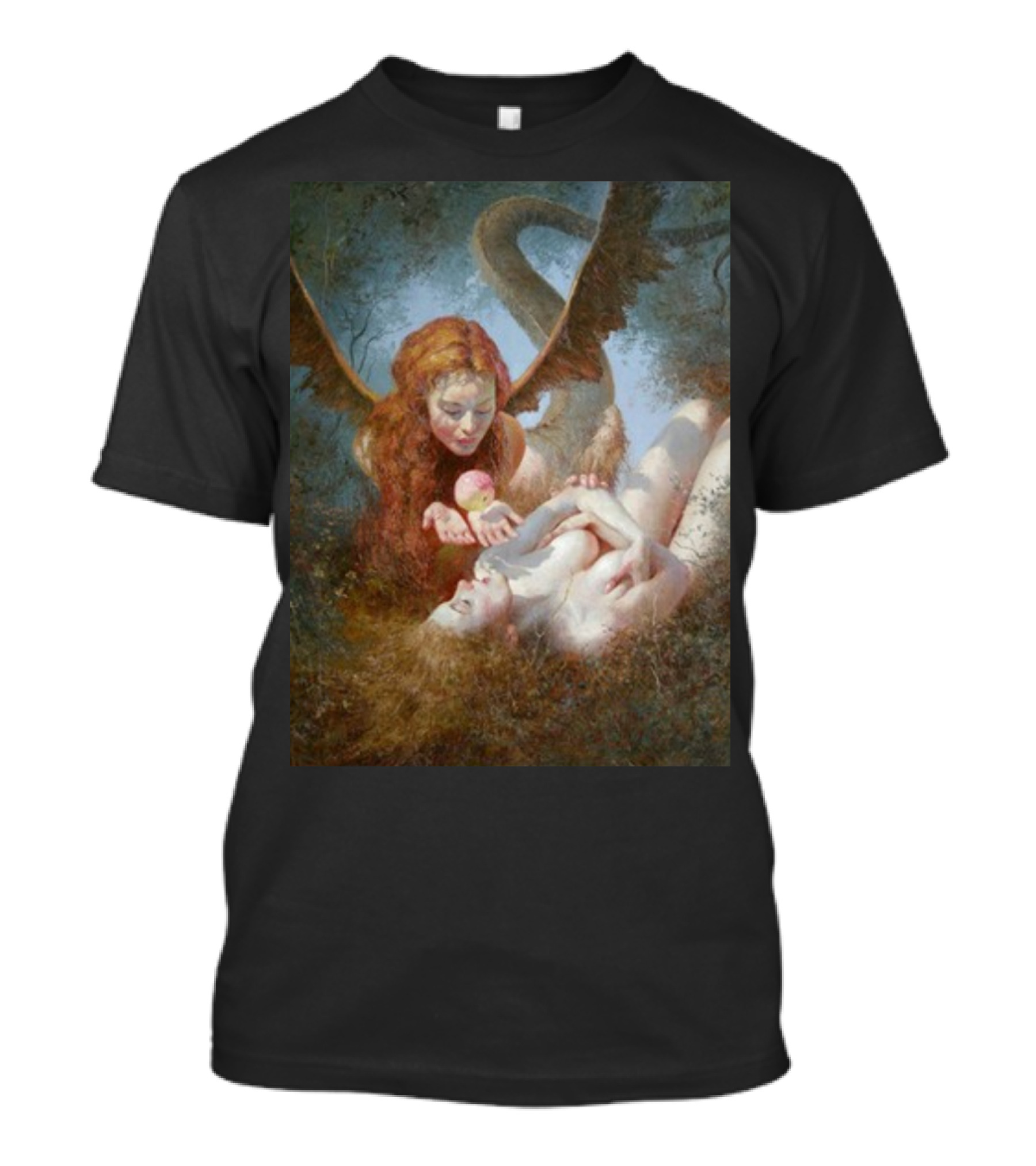 Lilith And Eve 1963 Apple Serpent Wings Mythical Encounter By Yuri Klapouh T-Shirt