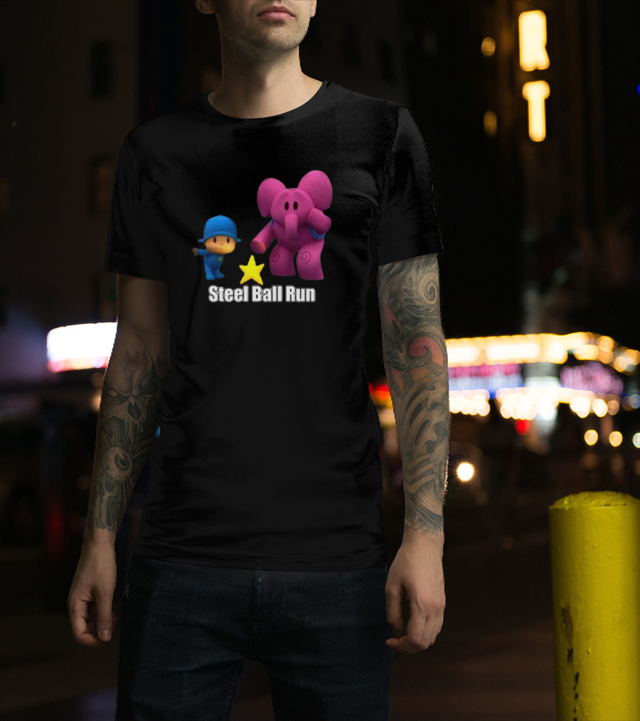 Pocoyo And Pink Elephant Star Steel Ball Run T-Shirt