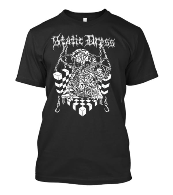 Kerrang X Static Dress Skull Chains Optical Illusion T-Shirt