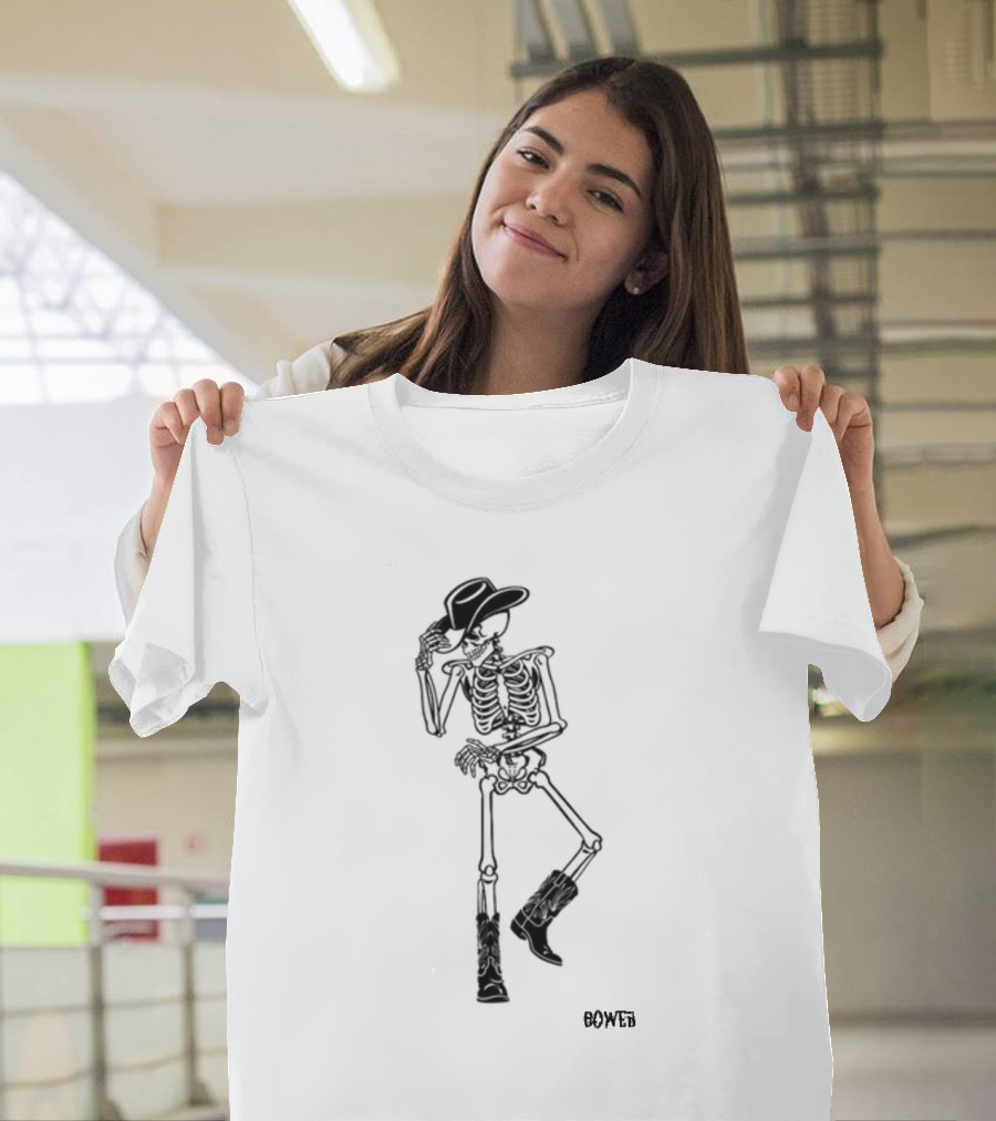Heaven in Your Eyes Bower Skeleton Cowboy Hat and Boots T-Shirt