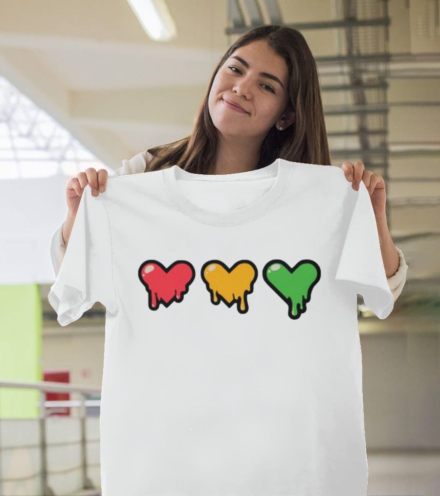 Top Lifeseries Heart Drip Red Yellow Green Hearts T-Shirt
