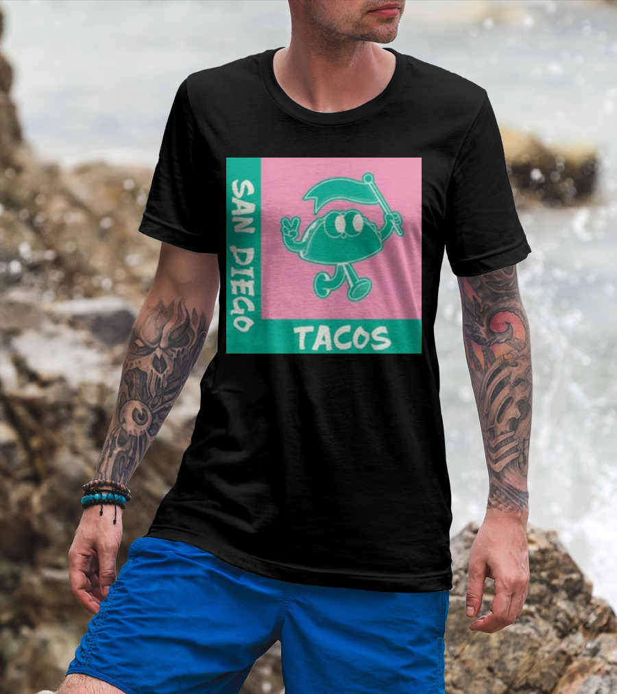 San Diego Tacos Cartoon Flag T-Shirt