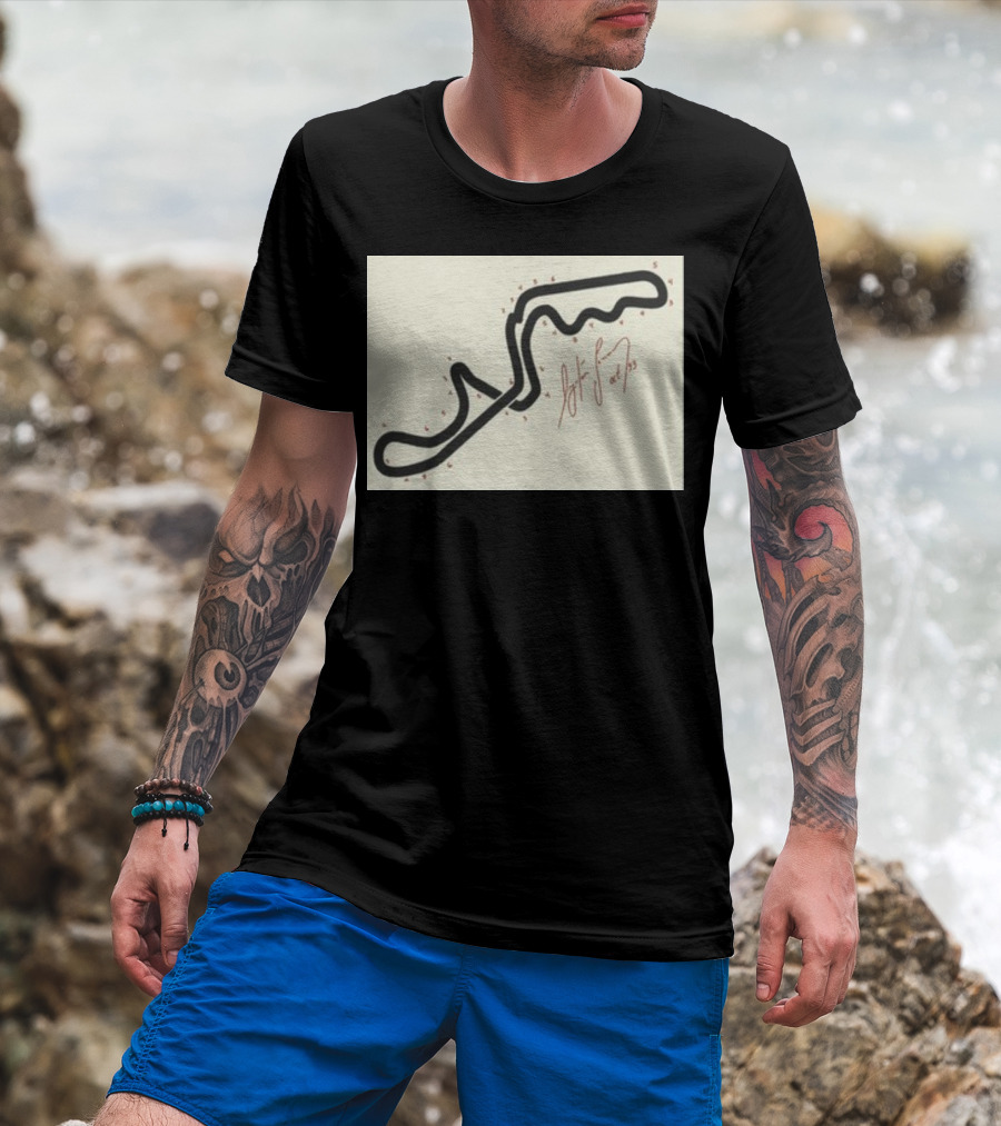 Ayrton Senna Hand-Drawn Suzuka GP 1993 Circuit Map Autograph T-Shirt