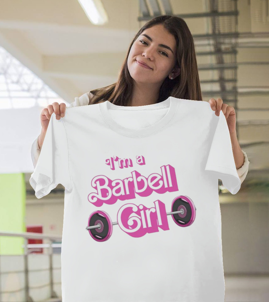 Papa Swolio I'm A Barbell Girl Pink Weightlifting T-Shirt