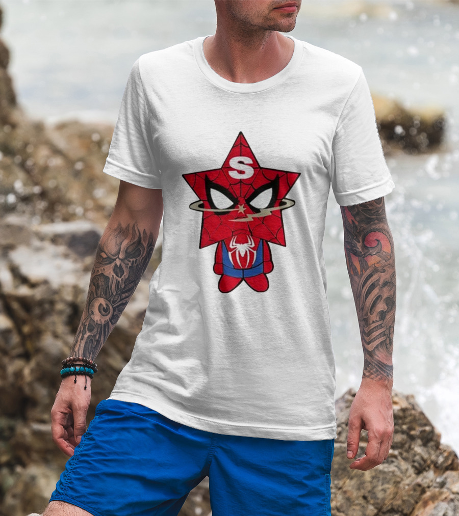 Star Character With Superhero Web Icon And Red Suit T-Shirt