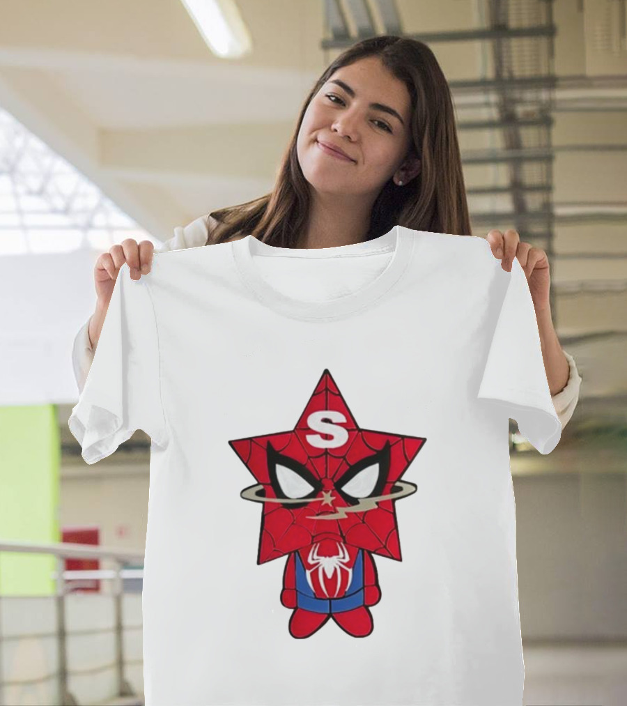 Star Character with Superhero Web Icon and Red Suit T-Shirt