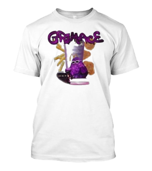 Grimace Giggle Grab Purple Character With Sunglasses T-Shirt