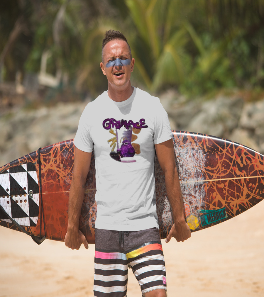 Grimace Giggle Grab Purple Character With Sunglasses T-Shirt