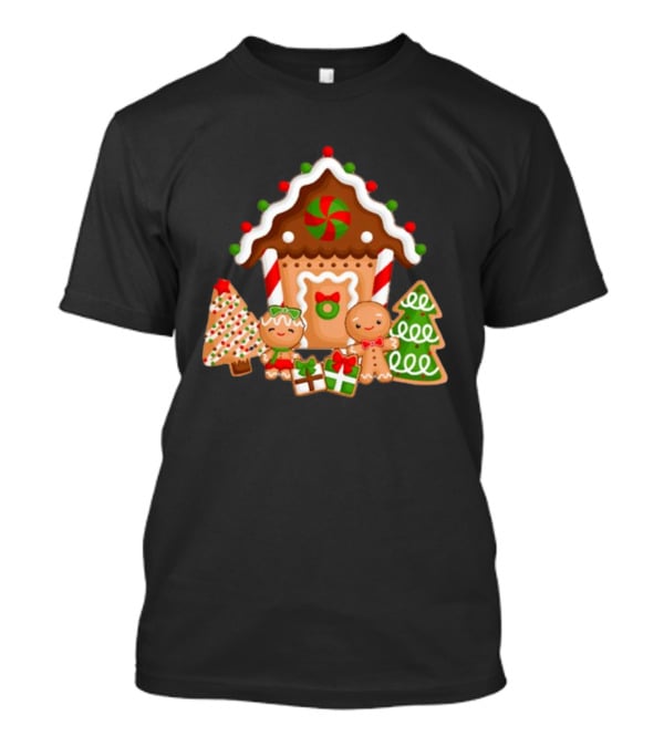 Gingerbread House Christmas With Peppermint And Cookie Decorations T-Shirt