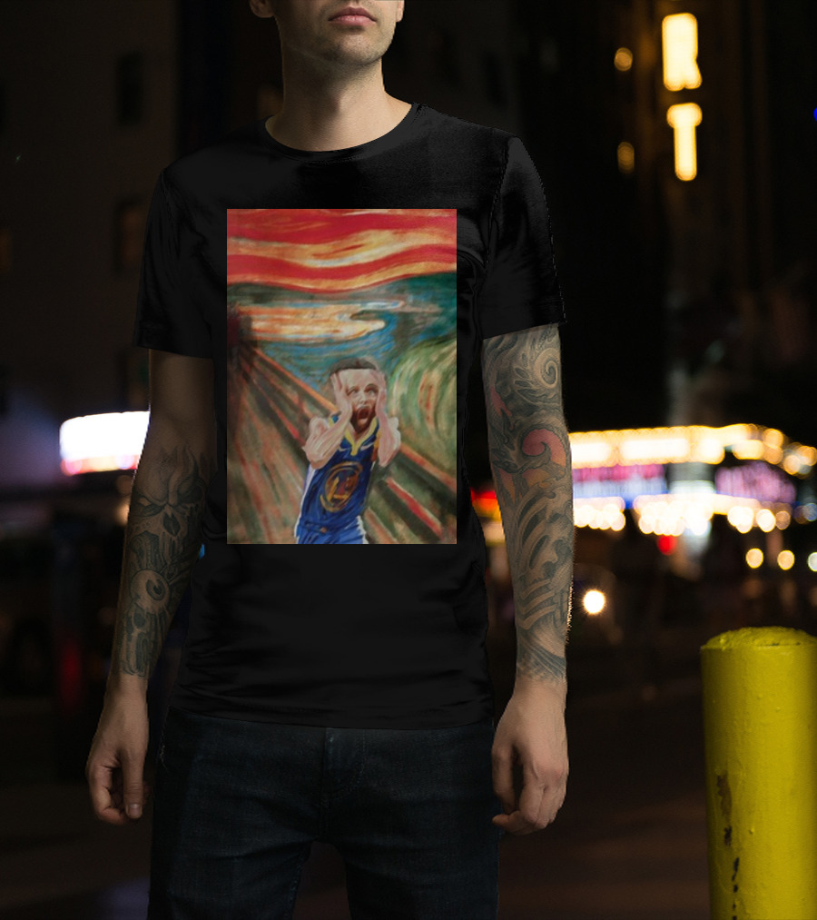 Curry The Scream Basketball Star Meets Iconic Painting Fusion T-Shirt
