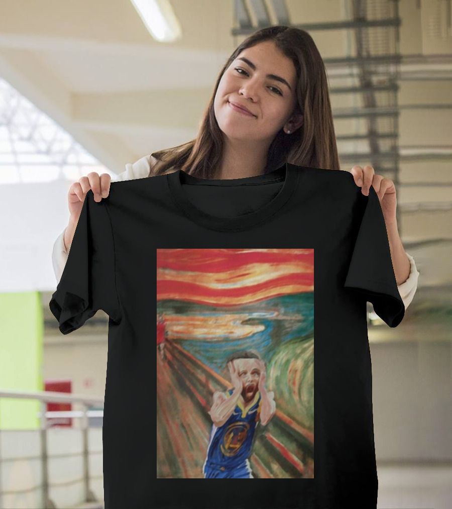 Curry The Scream Basketball Star Meets Iconic Painting Fusion T-Shirt