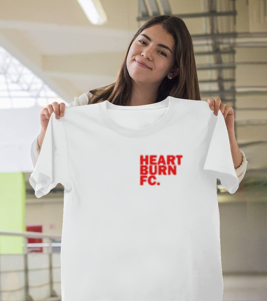 Redmancdesigns Heartburn FC Bold Red Text Minimalist T-Shirt