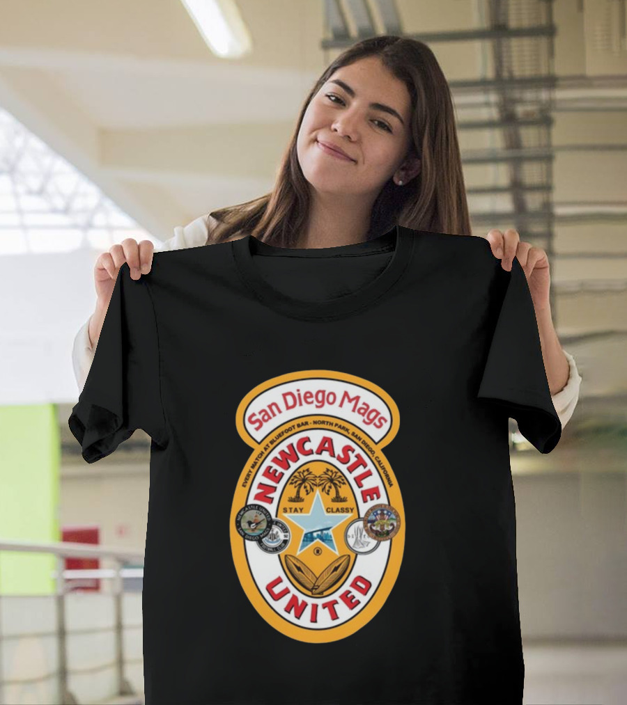 San Diego Mags Newcastle United Stay Classy So Cal Geordie Badge T-Shirt