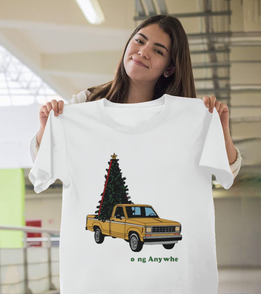 Yellow Truck with Christmas Tree Going Anywhere T-Shirt