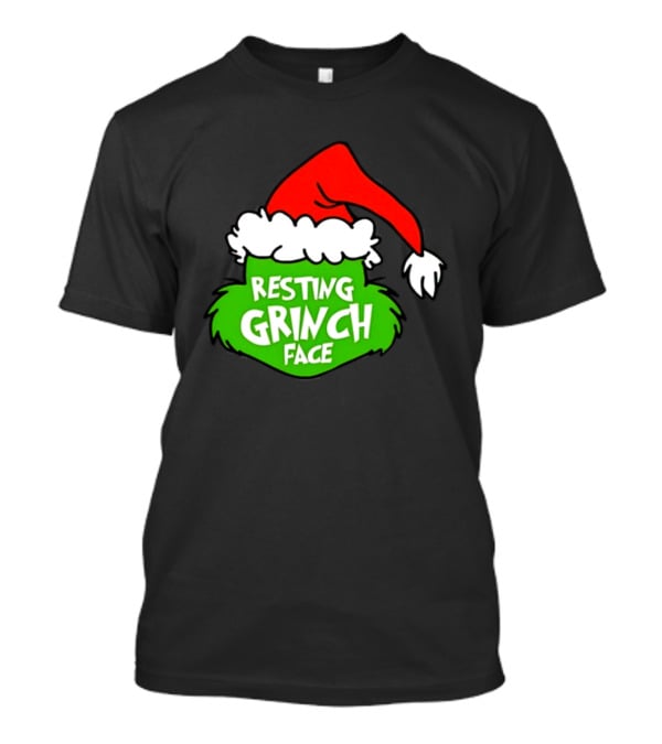 Resting Grinch Face Santa Hat Christmas T-Shirt