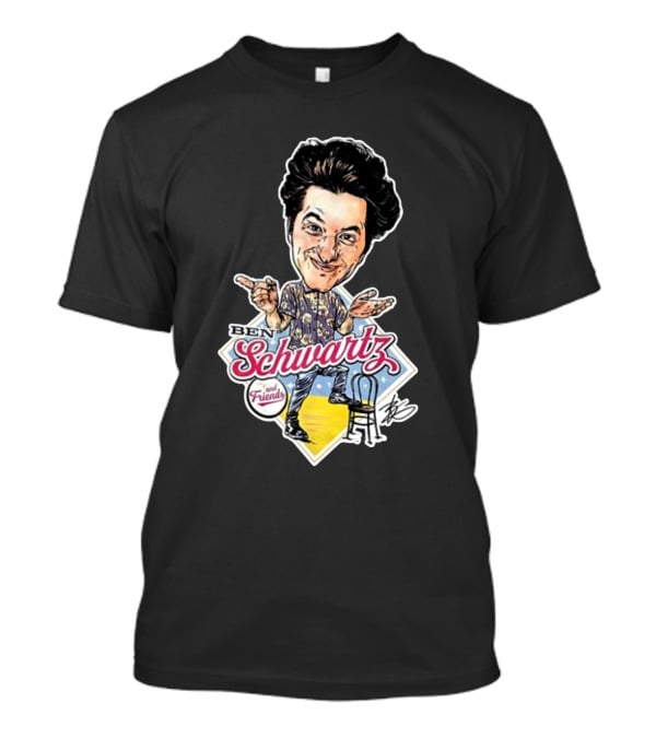 Ben Schwartz Character Illustration With Yellow Stage And Blue Chair T-Shirt