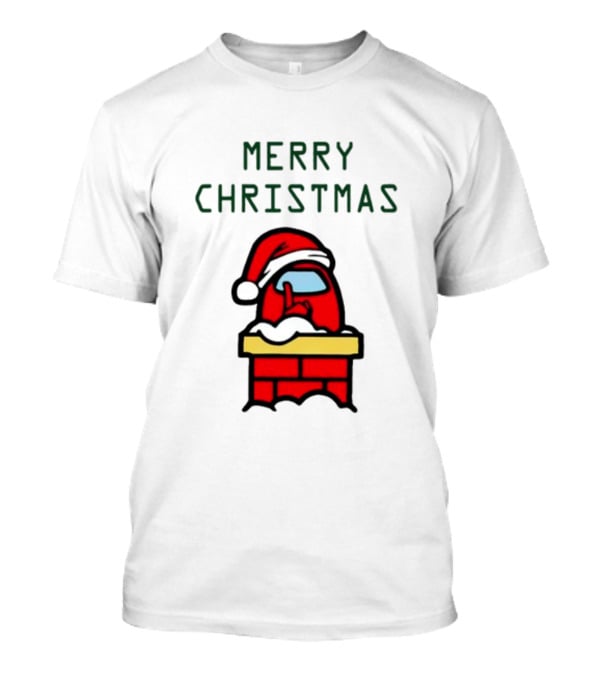 Among Us Santa Red Merry Christmas Chimney Crewmate T-Shirt