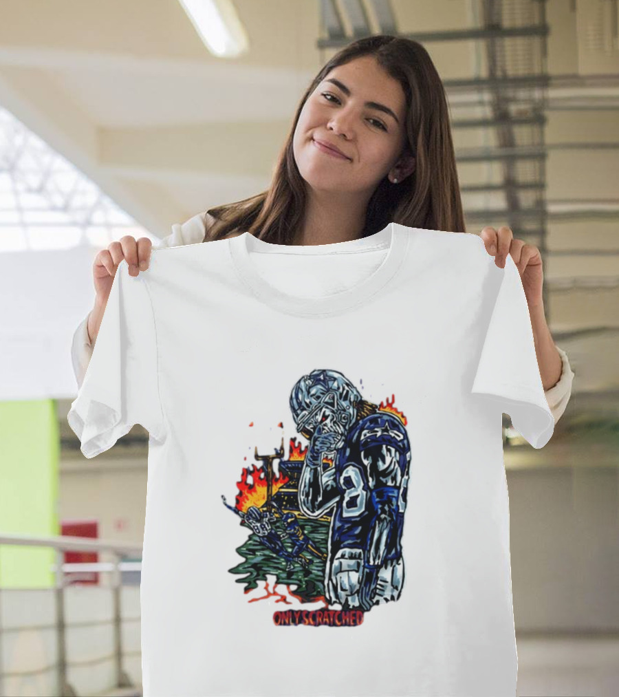 Retros Studio Only Scratched The Surface Football Player with Fire Background T-Shirt