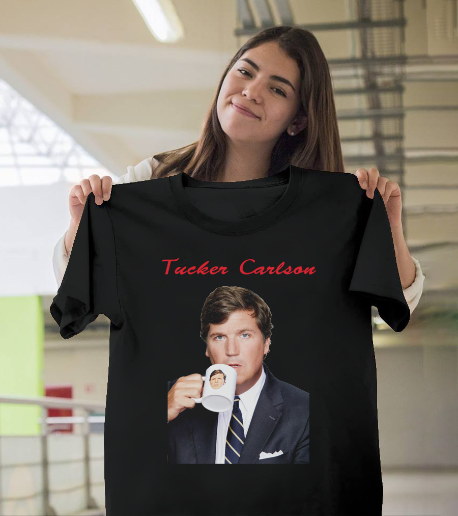 Tucker Carlson Drinking from a Personalized Mug T-Shirt