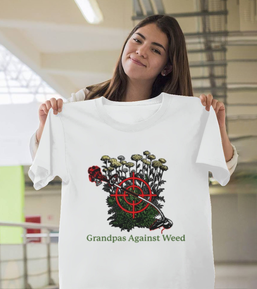 Grandpas Against Weed Targeting Dandelions with String Trimmer T-Shirt