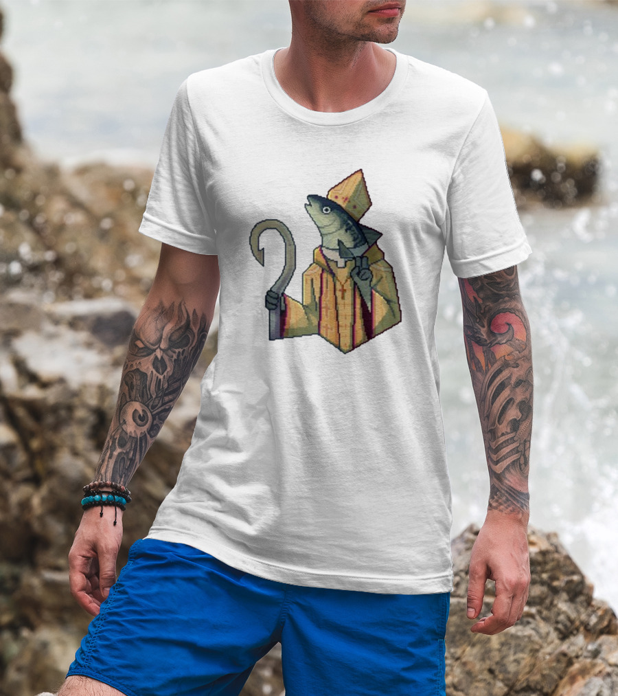 May Could Be With You Holy Mackerel Fish Bishop Pixel T-Shirt
