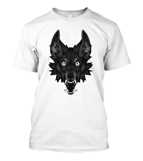 Snarling Wolf Head Monochrome T-Shirt
