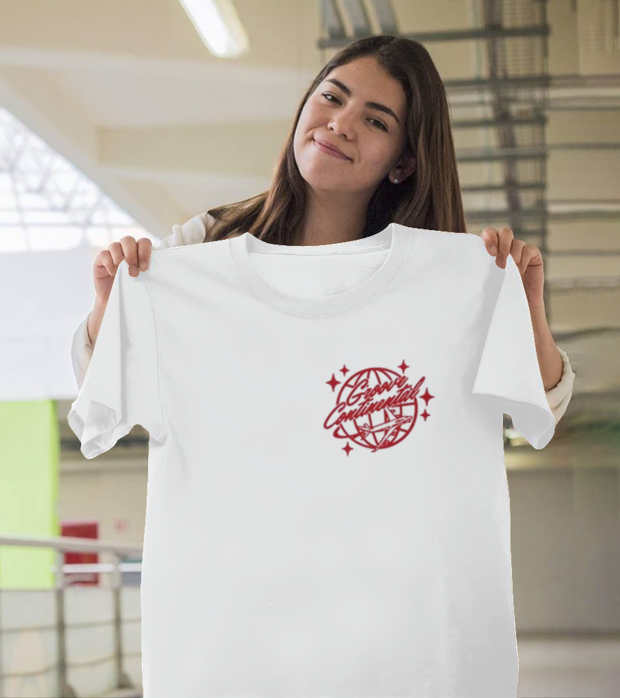 Yung Bae Groove Continental Red Globe Graphic with Stars T-Shirt