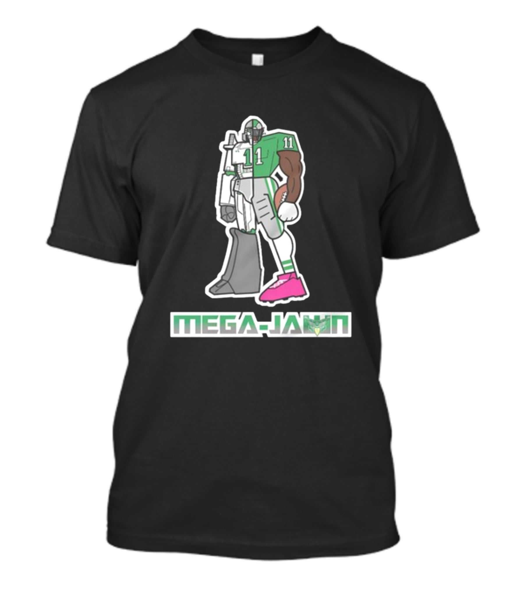 Phillygoat Mega-Jawn Football Robot Player 11 Green Pink Cleat T-Shirt