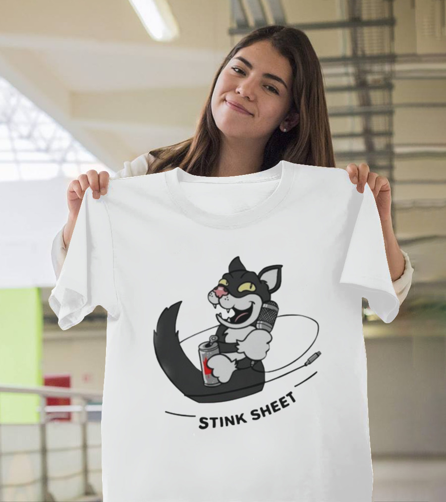 Podcast Psy Op Division Cat With Microphone And Spray Can Stink Sheet T-Shirt