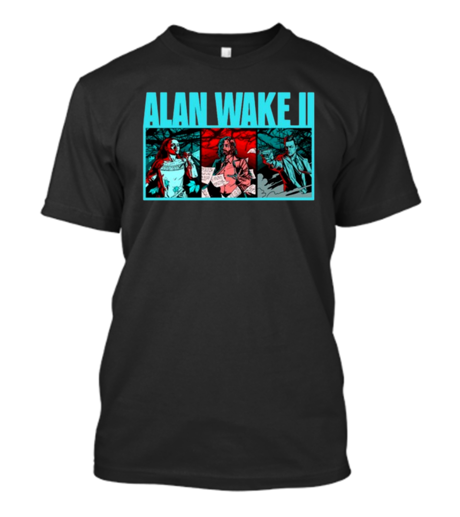 ALAN WAKE II Comic Style Three Panel T-Shirt