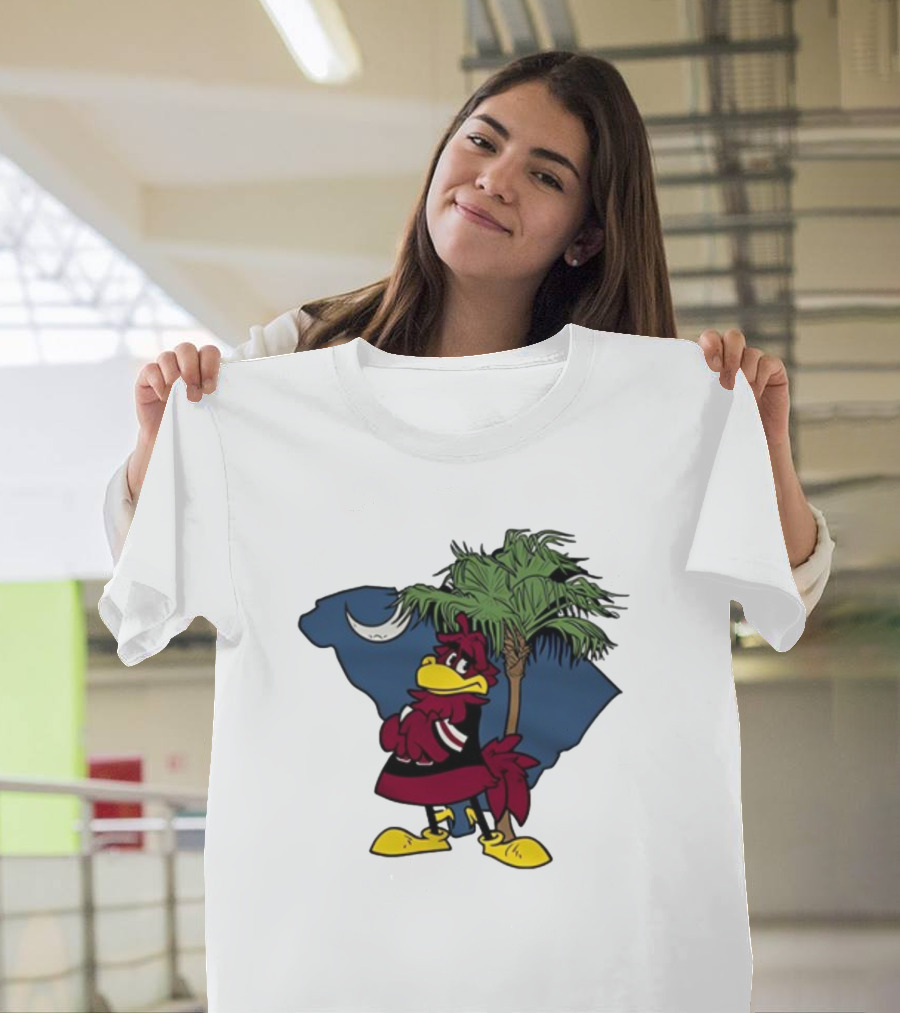 South Carolina Gamecock With Palmetto And Crescent Moon T-Shirt