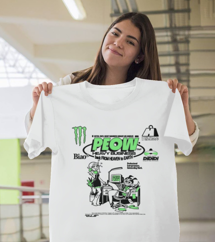 Monster Energy Peow Heavy Business Back From Heaven to Earth Heavy Manners Library Los Angeles DLB Biao Dididi T-Shirt