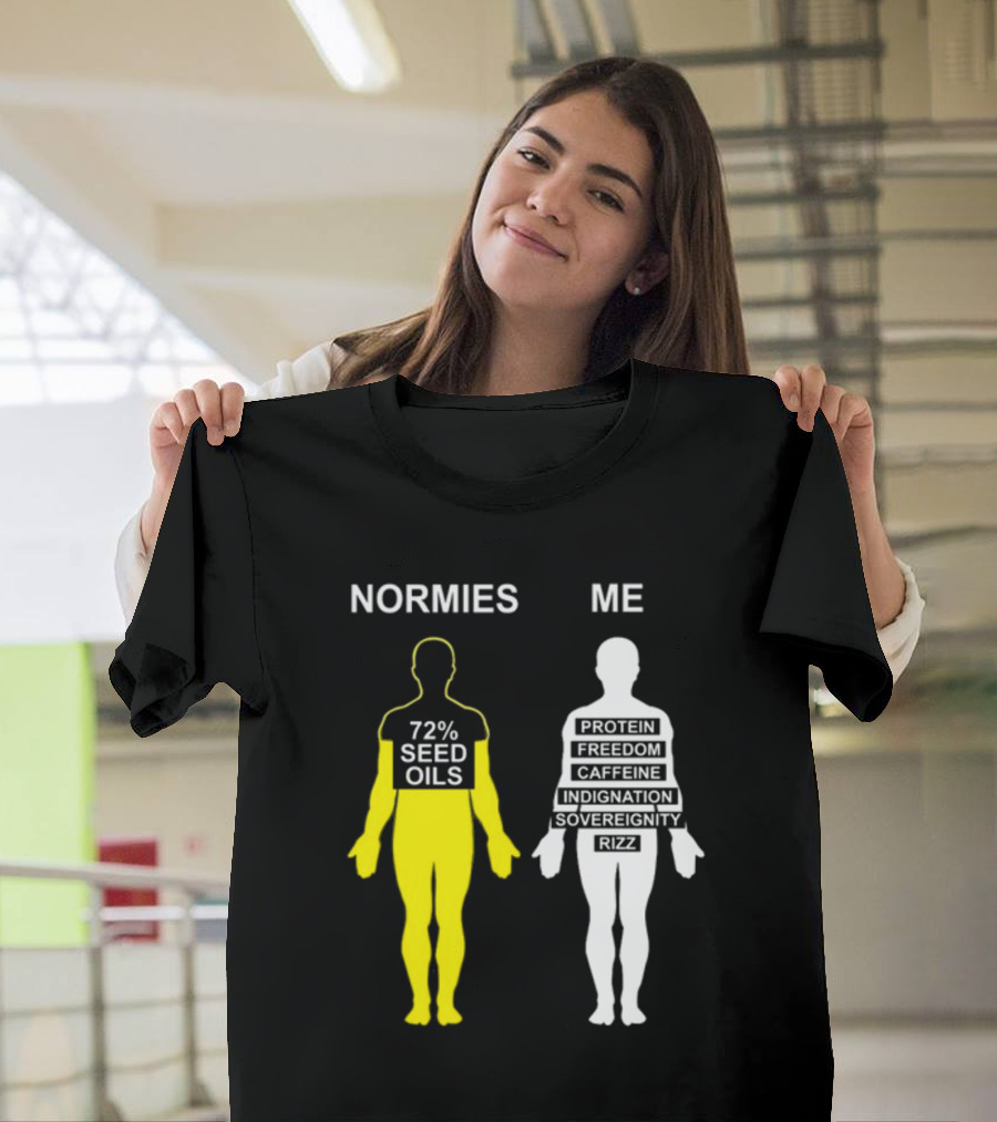 Normies 72% Seed Oils Vs Me Protein Freedom Caffeine Indignation Sovereignity Rizz T-Shirt