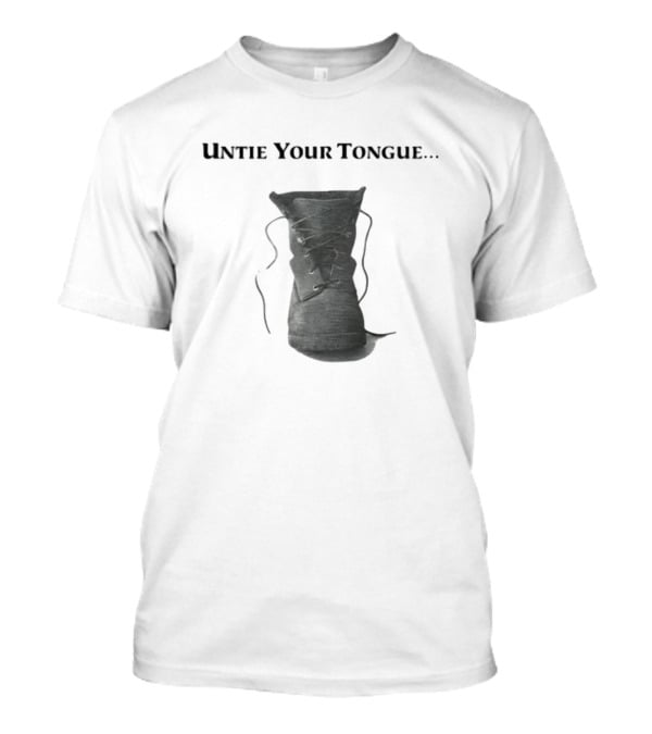 Cravemedia Untie Your Tongue Boot Laces Visual Pun T-Shirt