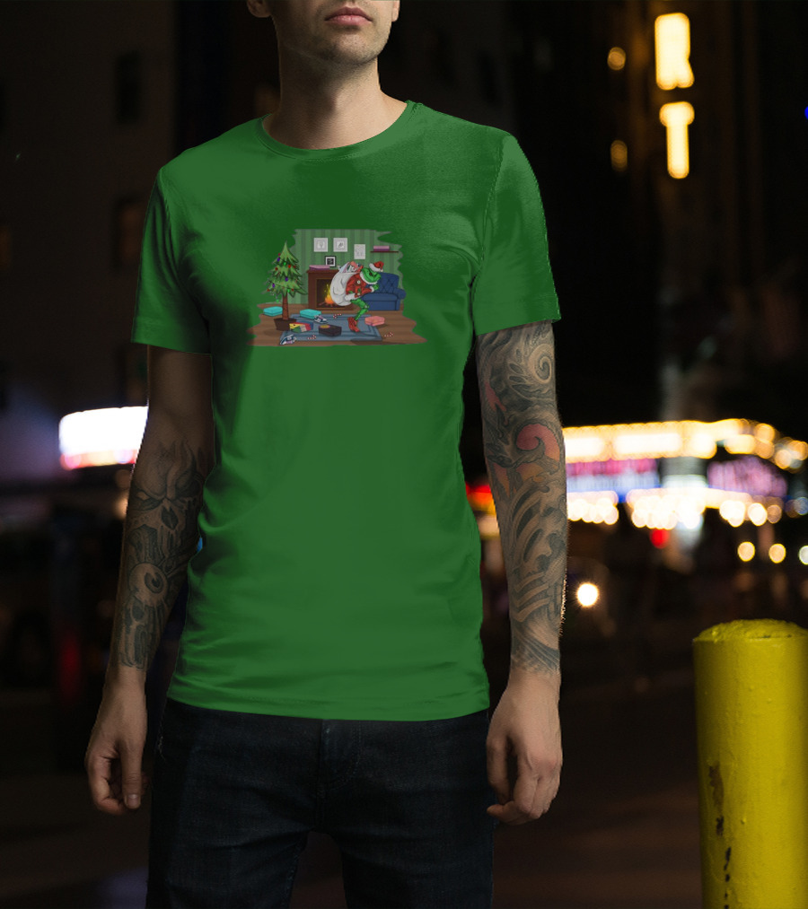 How The Grinch Stole Sneakers Stealing Colorful Boxes By Christmas Tree T-Shirt