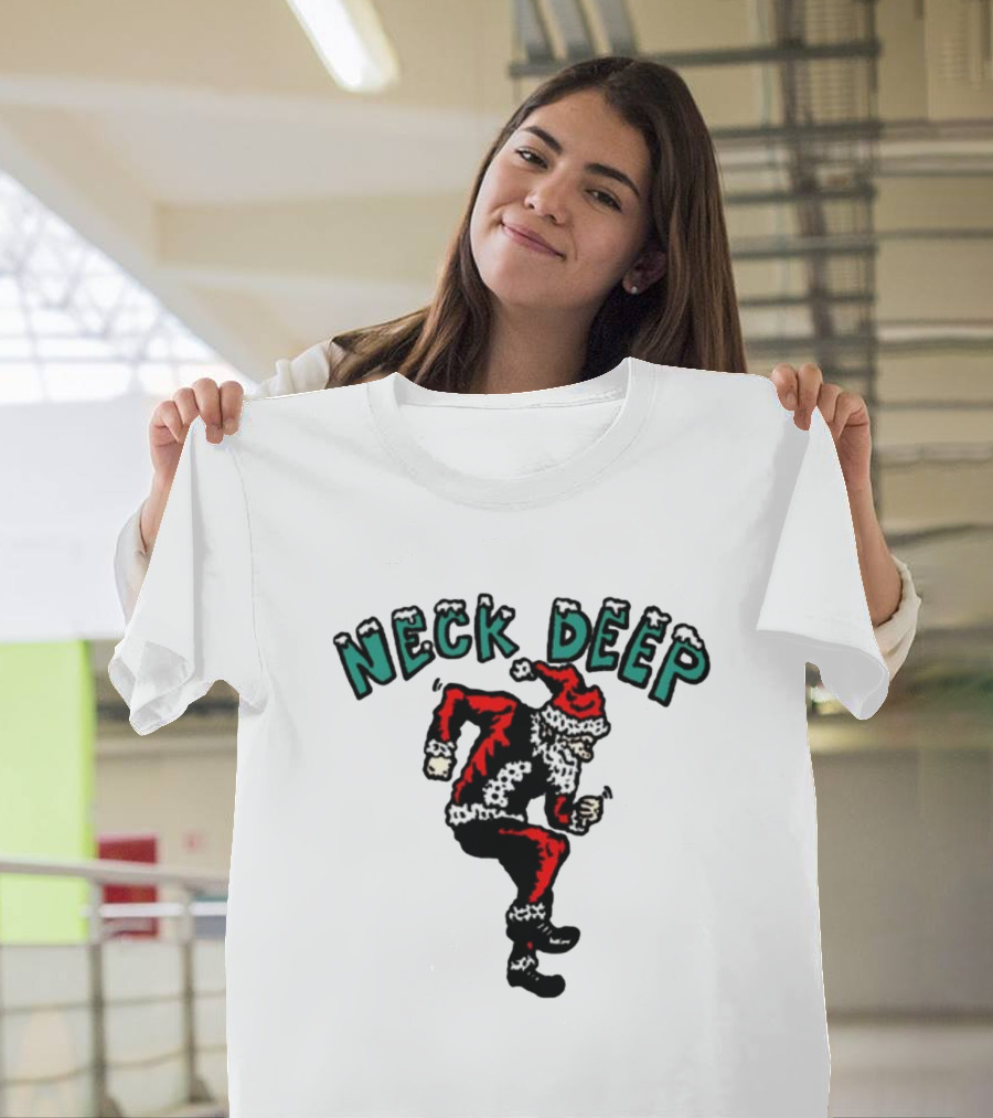 Neck Deep Santa Dancing Green Letters T-Shirt