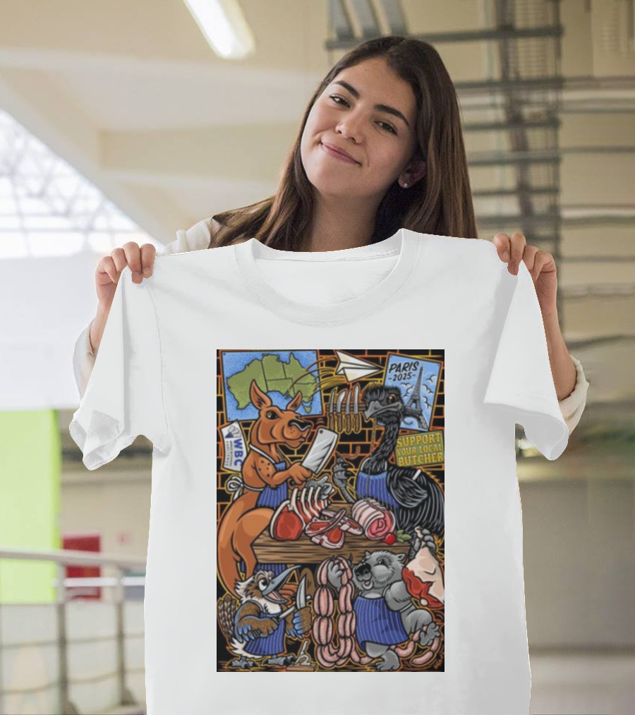 Sigh13 Paris 2025 Support Your Local Butcher WBC Wildlife Butcher Crew T-Shirt