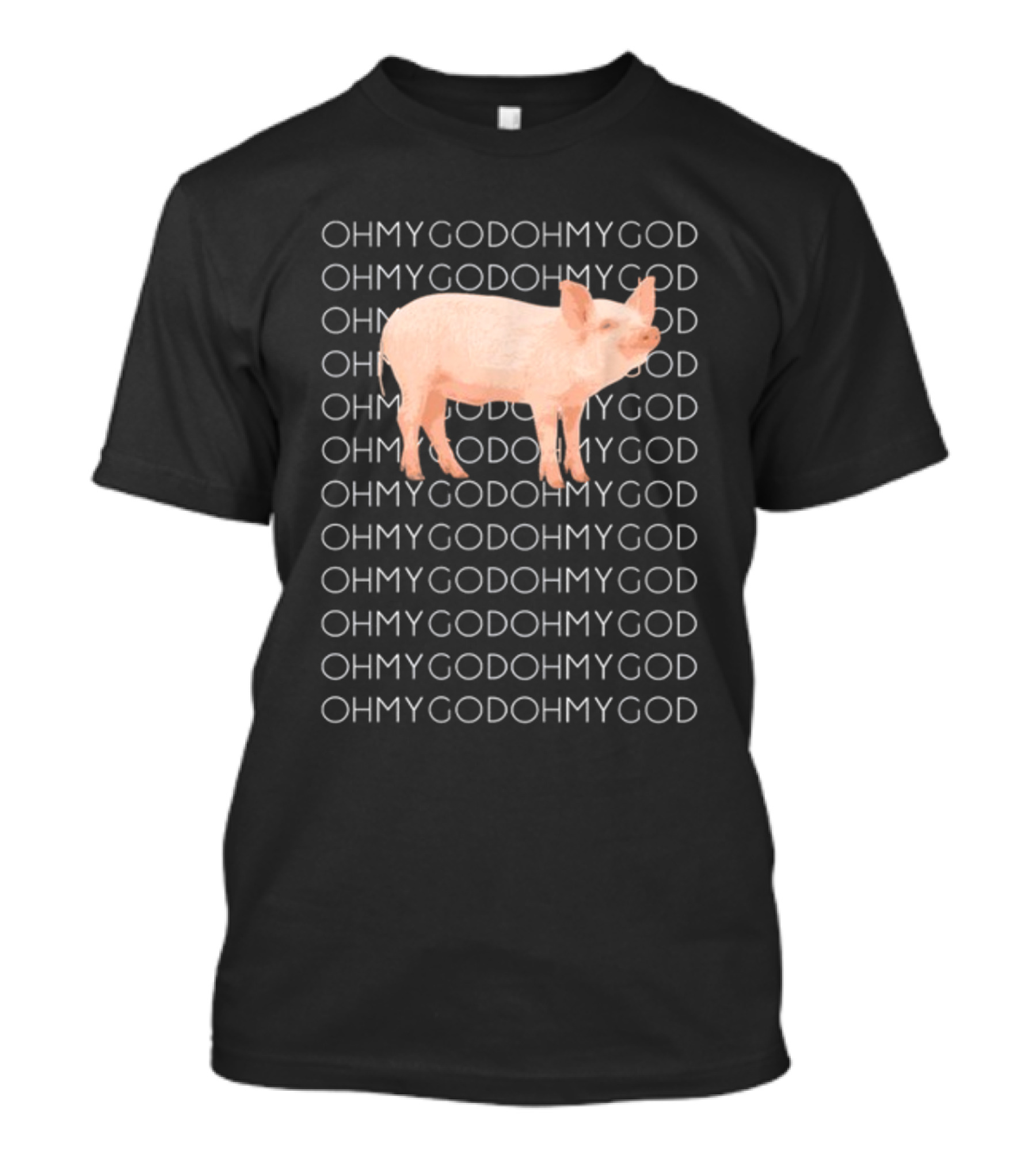 Vessyteena Shane Dawson Oh My God Pig Repeated Text Pink Pig Image T-Shirt