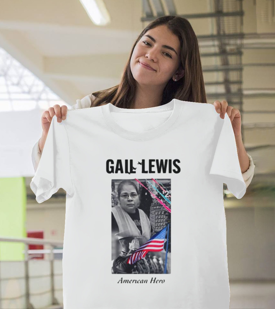 Gail Lewis American Hero Holding Flag Patriotic T-Shirt