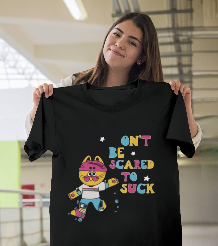 Don't Be Scared To Suck Pinkgabbercat Skateboarding Cat T-Shirt