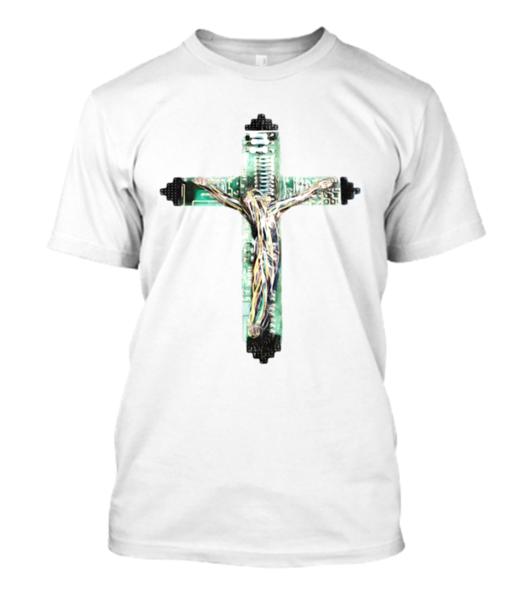 Nawafers The Cross Hardware Circuit Crucifix T-Shirt