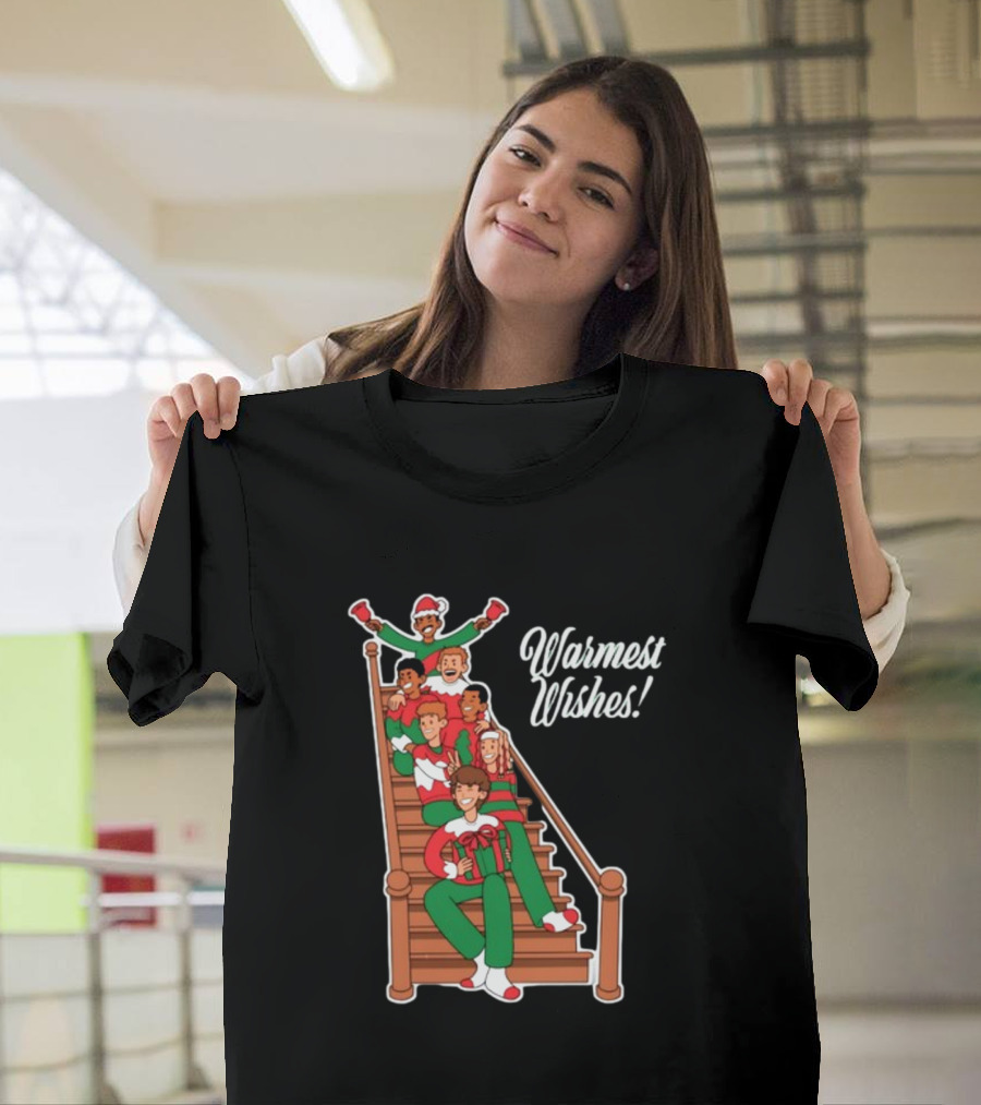 Warmest Wishes Holiday Family Celebration On Stairs T-Shirt