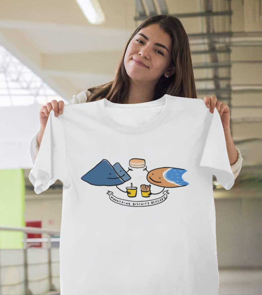Mountains Biscuits Beaches Cute Food and Nature Image T-Shirt