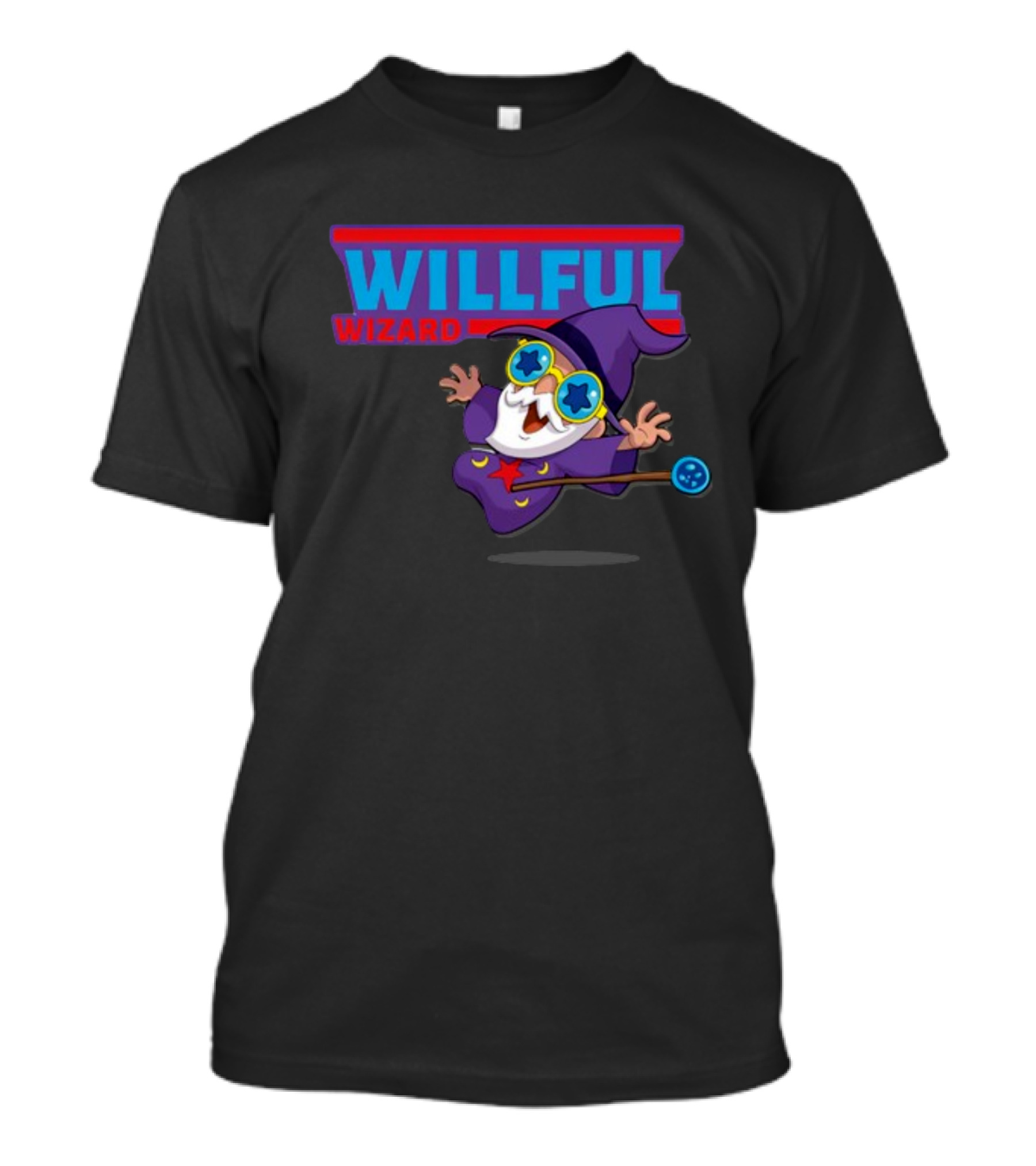 Veefriends Willful Wizard Character Starry Eyed Purple Cloak Wand T-Shirt